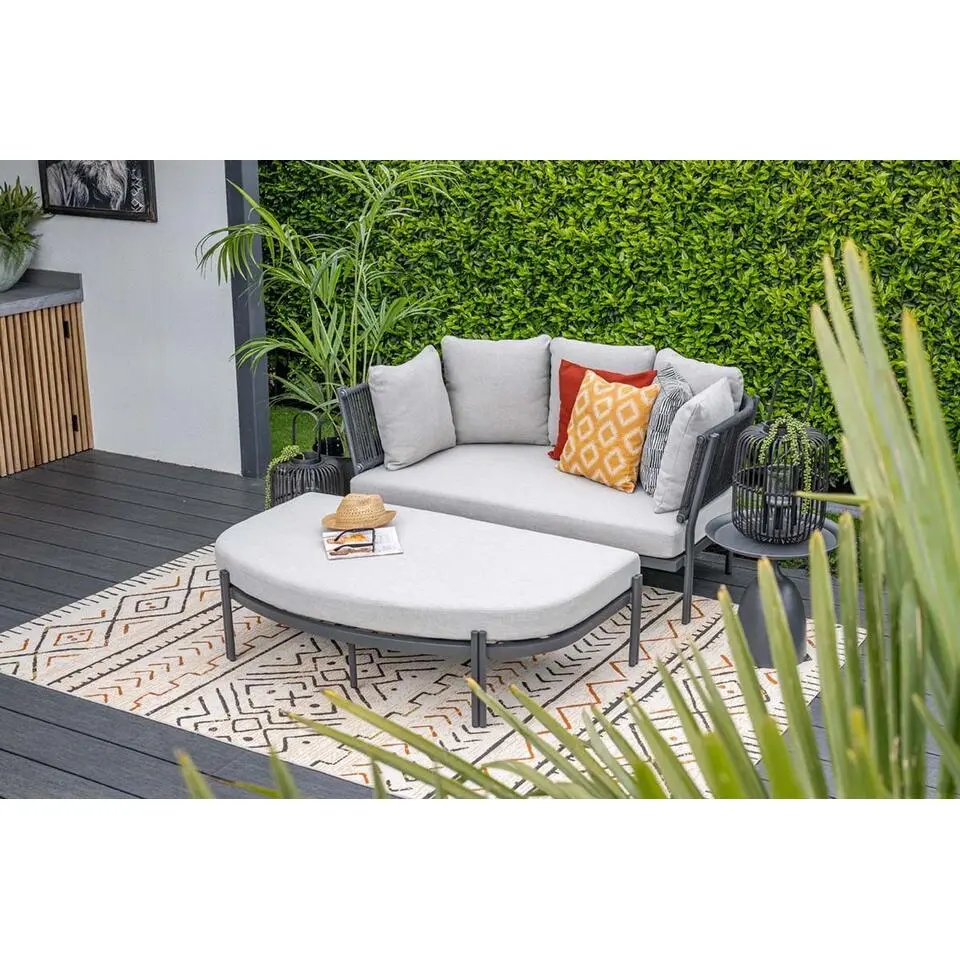 San Remo divanbed - carbon black - rope lava zwart - valley sand