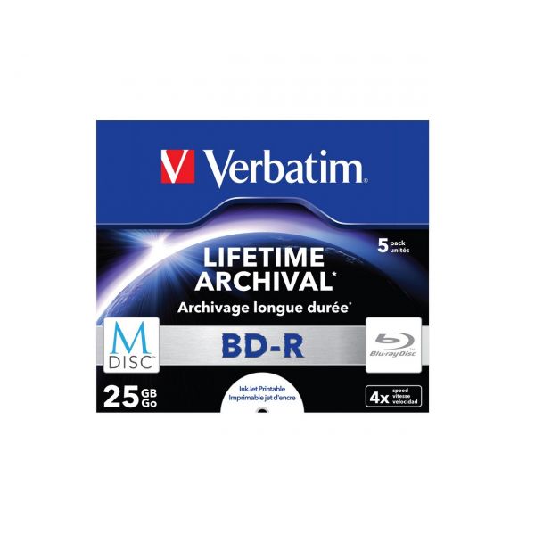 Verbatim M-Disc BD-R Blu-Ray 25GB 4x Speed Jewel Case Printable