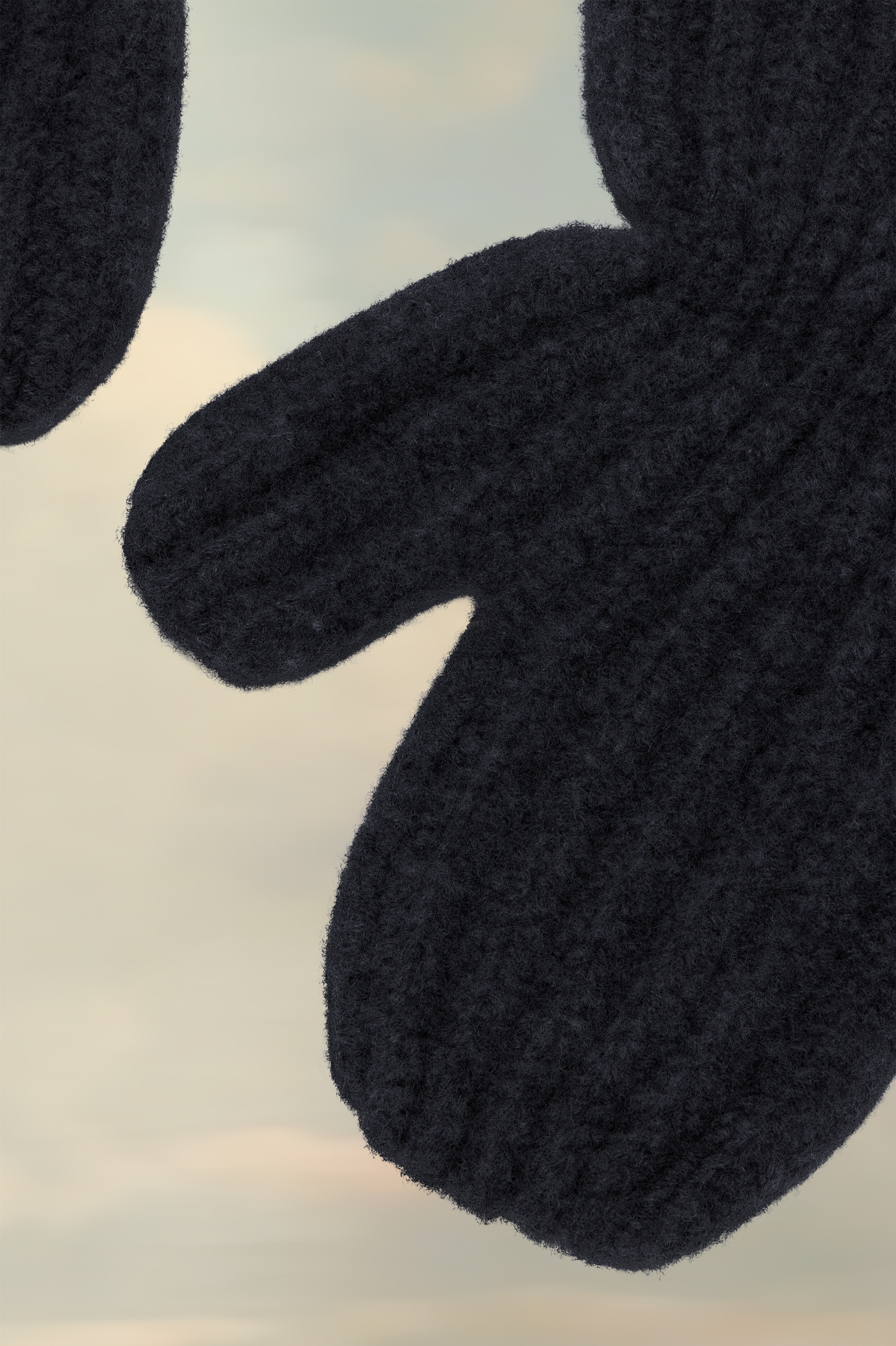 Moufles en laine feutrée Noir