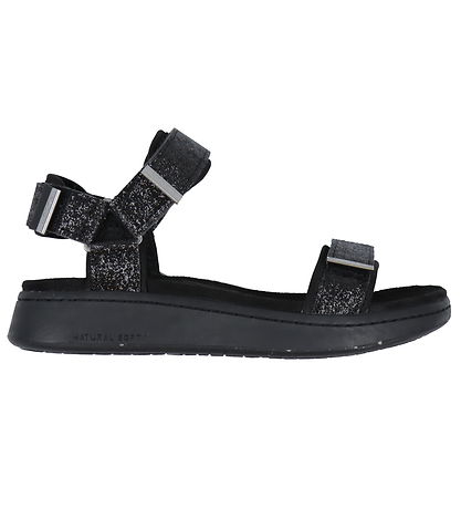 Woden Sandalen - Line Glitter - Schwarz