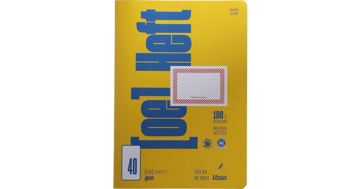 Schulheft glatt A4 40 Blatt