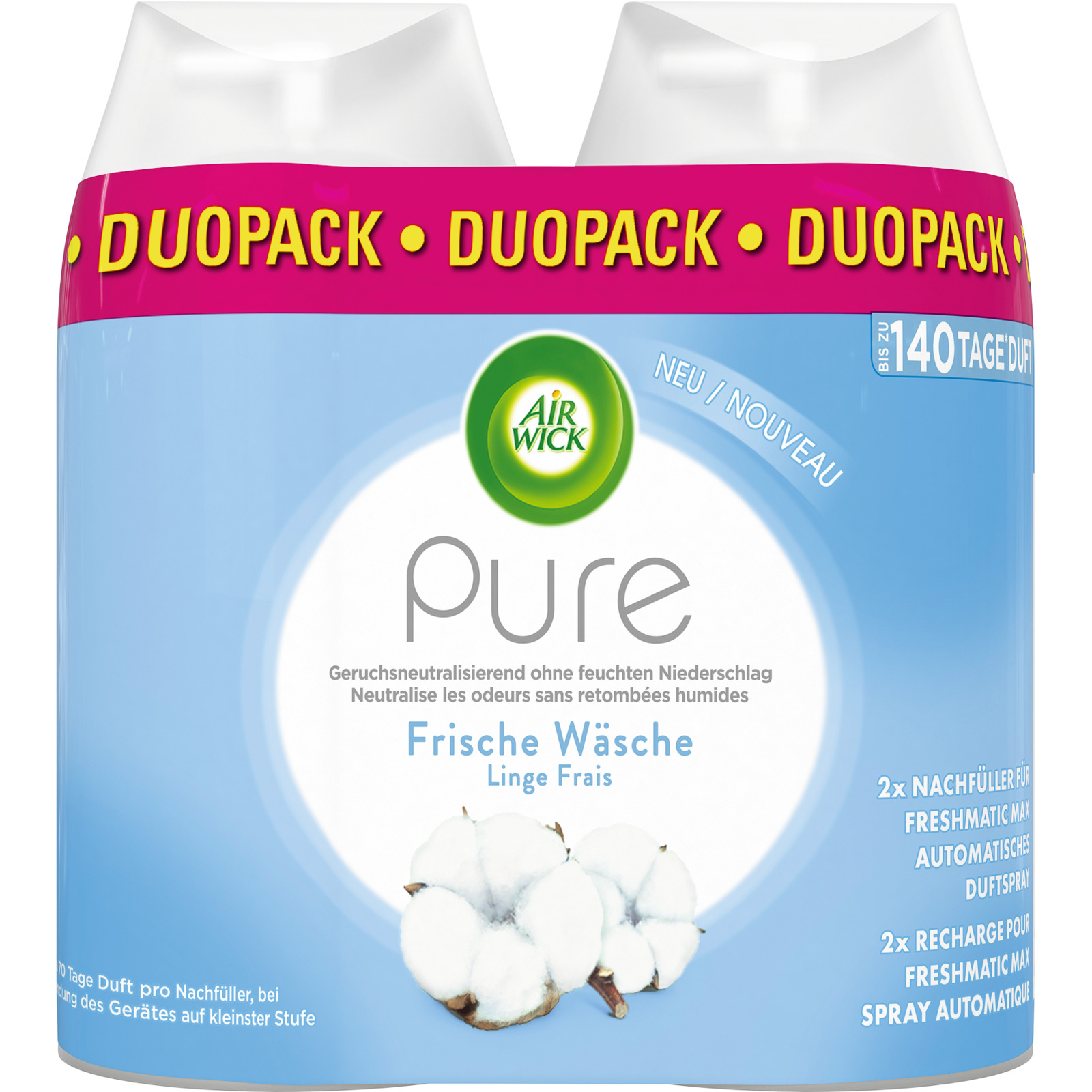 Air Wick Pure Automatisches Duftspray Freshmatic Max Nachfüller Frische Wäsche 2 x 250 ml
