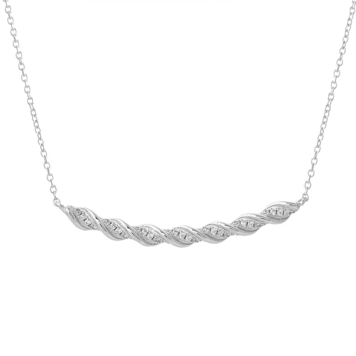 Collier torsade d'oxyde de zirconium Argent 925 Rhodié