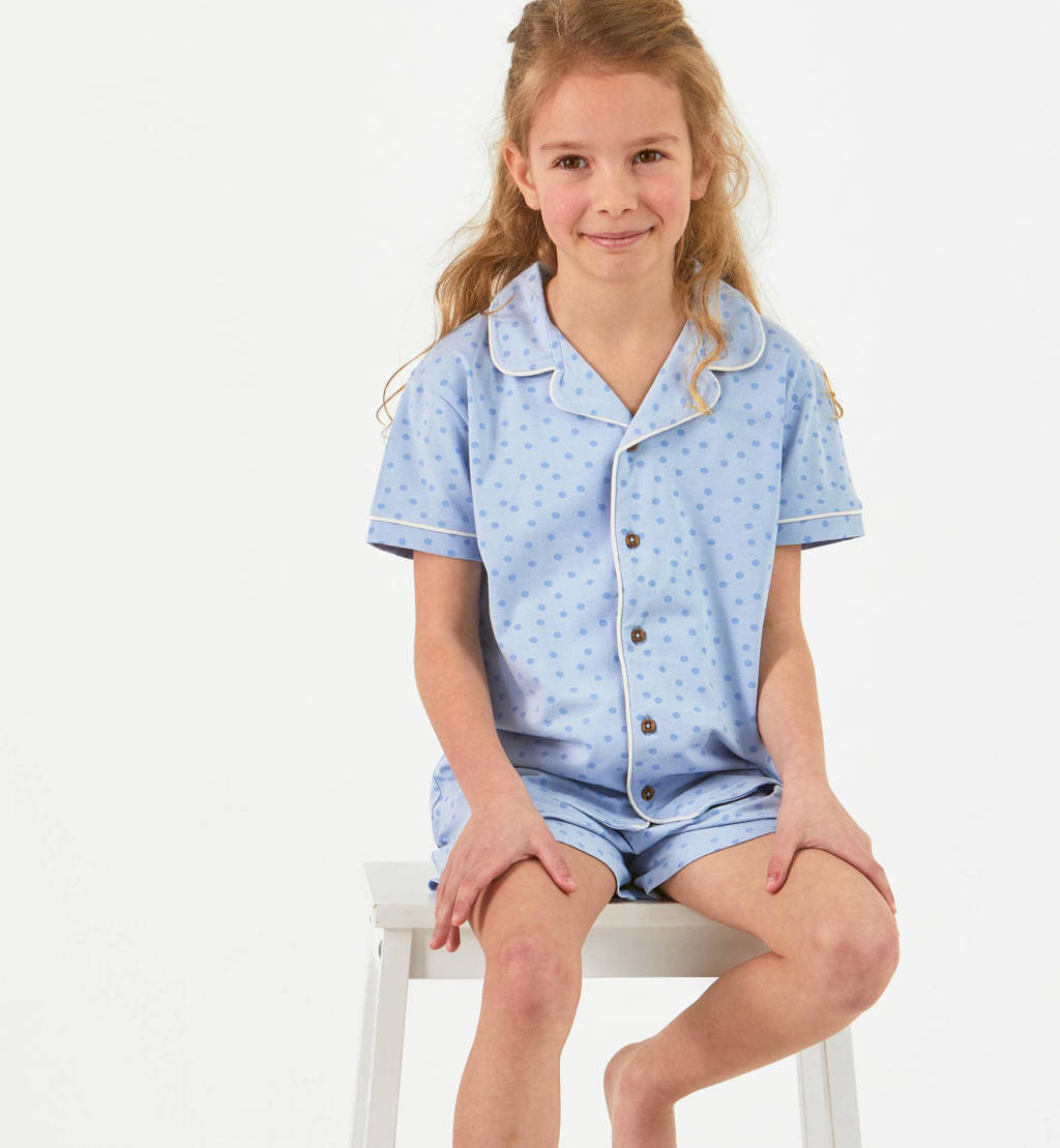 Little Label shortama met stippen blauw