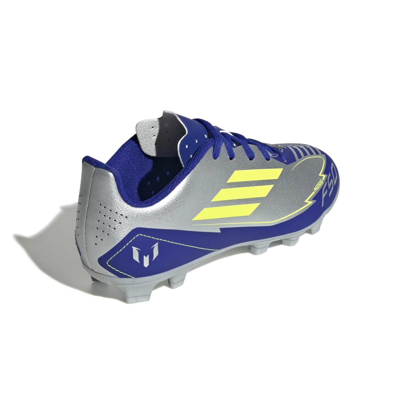 Adidas F50 Messi Club Gras / Kunstgras Voetbalschoenen (MG) Kids Zilver Donkerblauw Geel