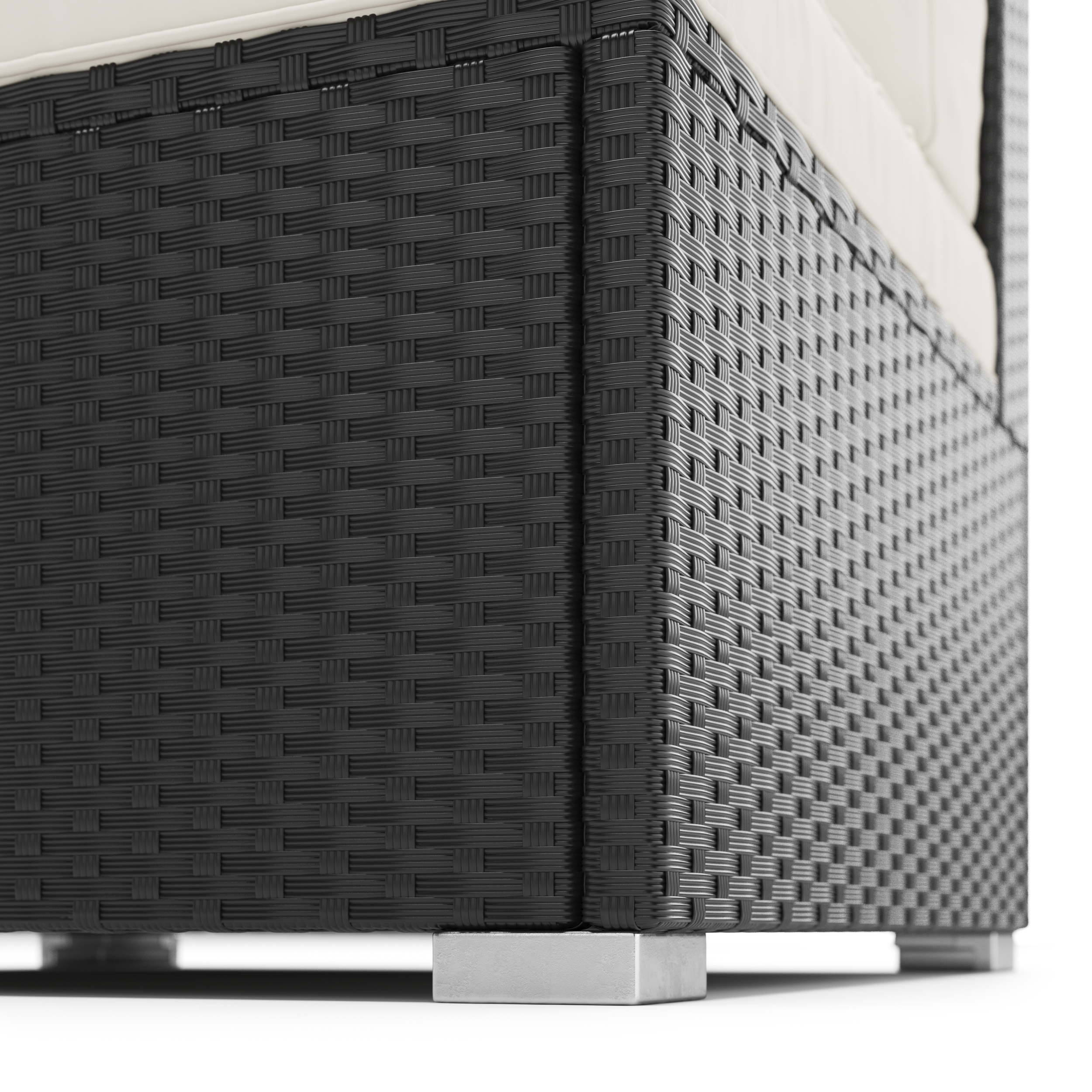 Eckteil Rattanlounge KRETA schwarz/weiss