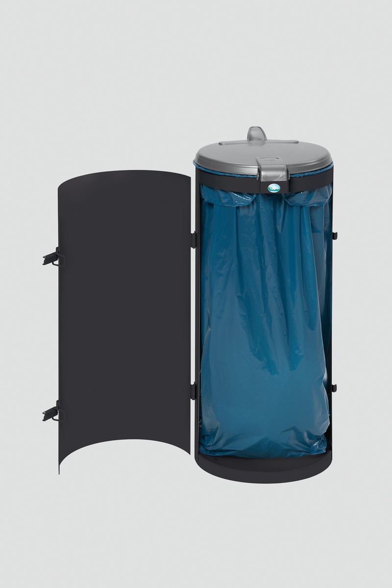 PROREGAL Compacte Afvalinzamelaar Junior met Deksel, Enkele Deur, 35 cm Vulopening, HxBxD 90 x 45 x 45 cm, Staal, Antraciet
