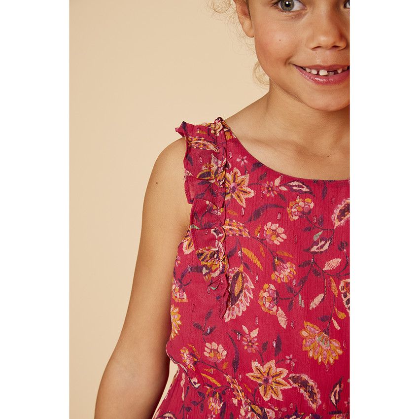 Robe à bretelles volantées et dos croisé pour fille - Multicolore