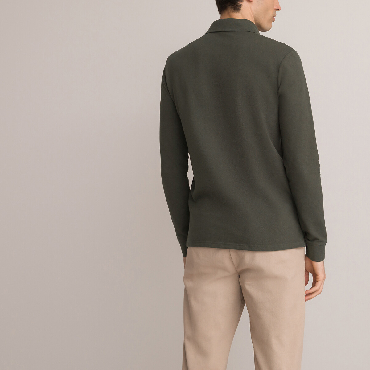 COLEÇÕES LA REDOUTE<br>Camisa polo de manga comprida em puro algodão orgânico