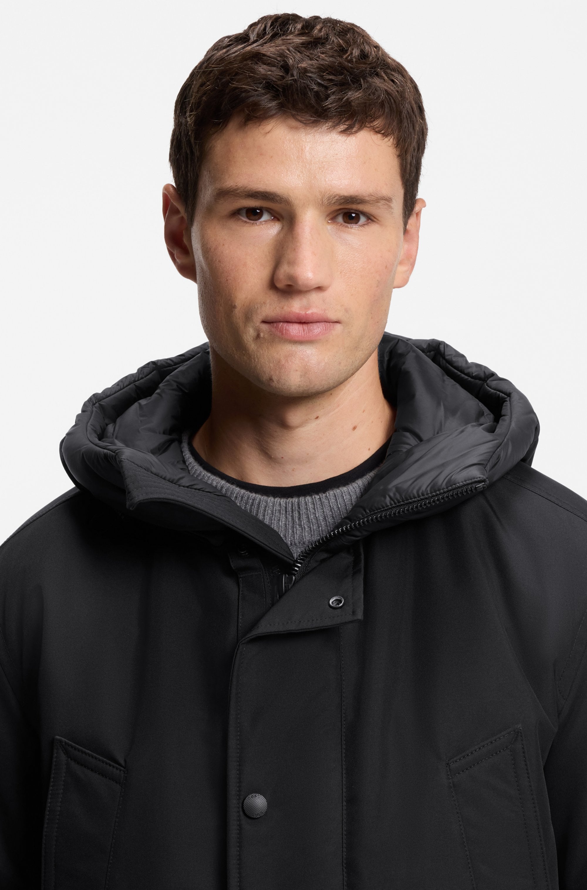 BOSS ORANGE Parka »Osiass« mit Kapuze relaxed fit, mit wattierter Kapuze, verdeckter Reissverschluss