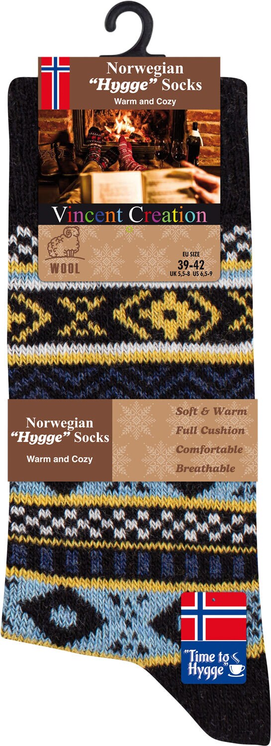 Vincent Creation® 3 Paar Bunte Norwegersocken Hygge Socken
