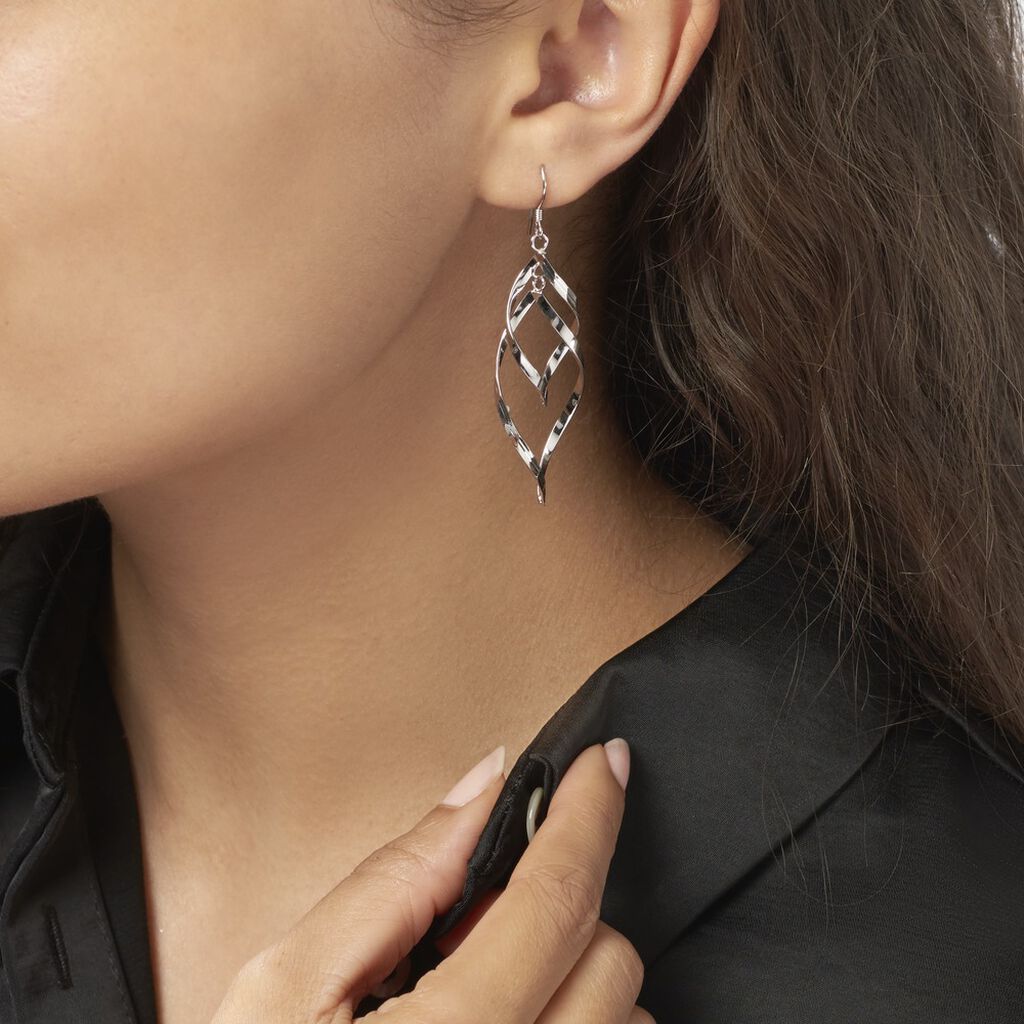 Boucles D'oreilles Pendantes Lisi Argent Blanc