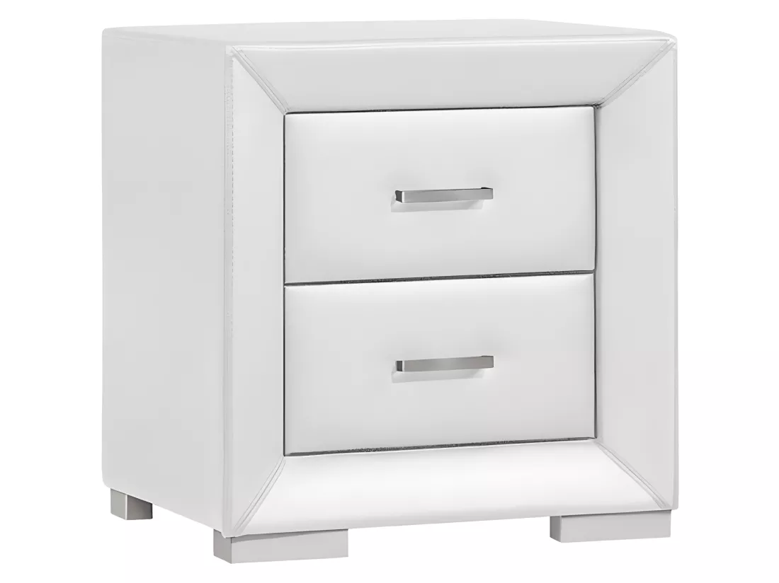Lot de 2 tables de chevet - 2 tiroirs - Simili blanc - CAPITOLE