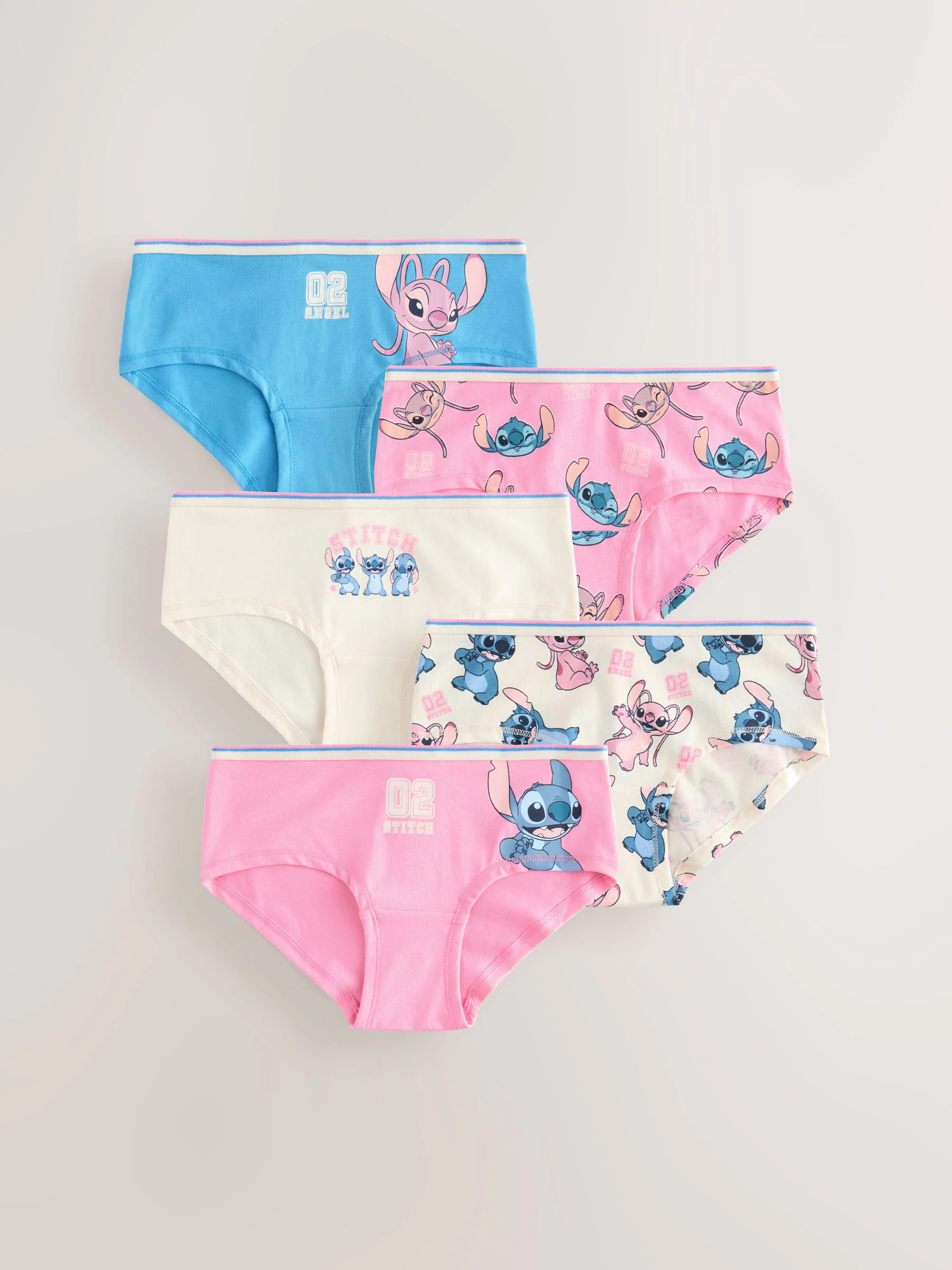 Roze/blauw - Lilo and Stitch Hipsters 5 stuks (2-16jaar)