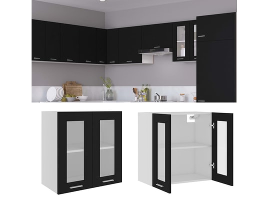 VIDAXL - Meuble haut Armoire de cuisine noir 60x31x60 cm aggloméré
