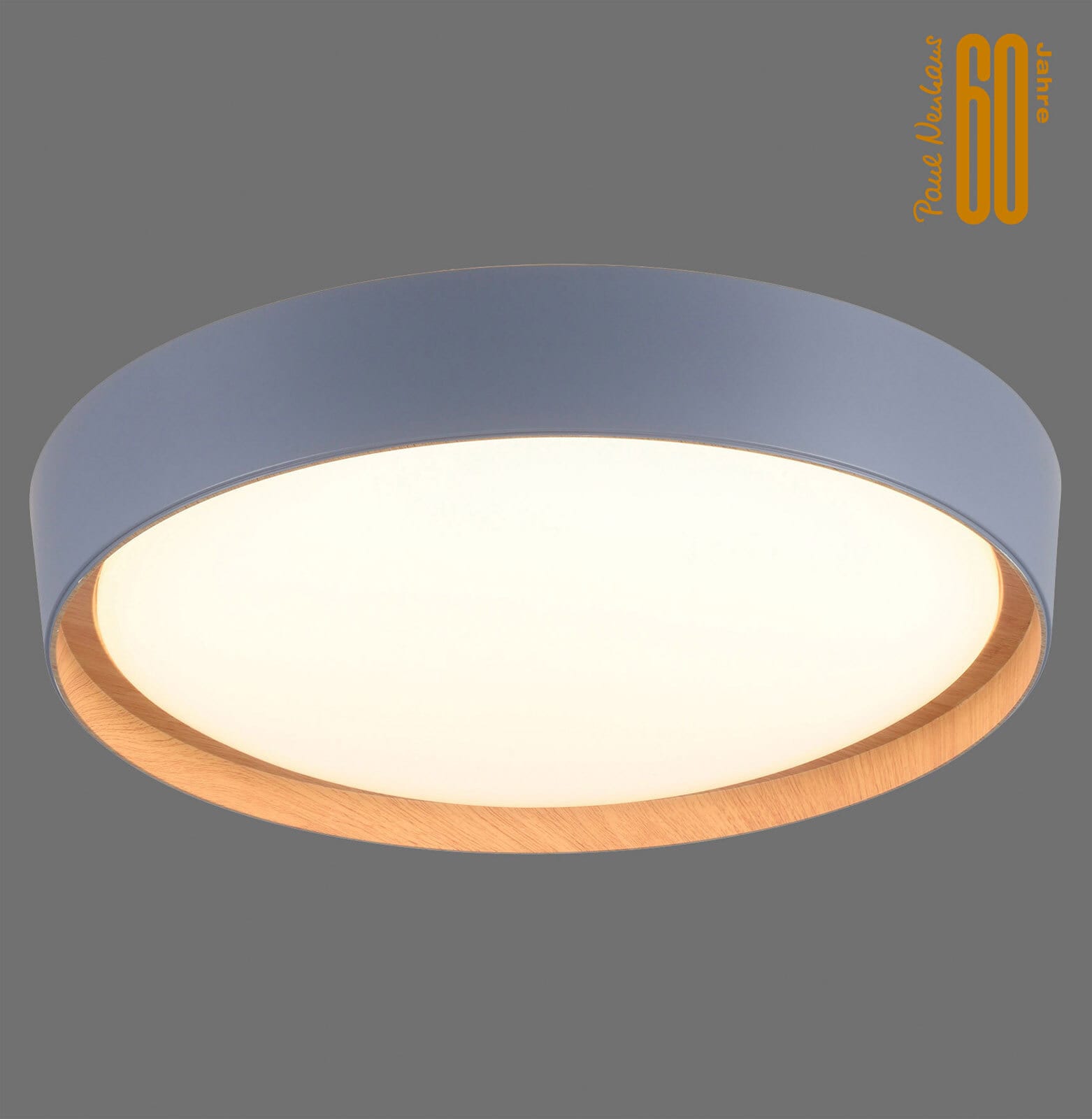 JUST LIGHT LED Deckenlampe EMILIA 40 cm grau /Holzdekor