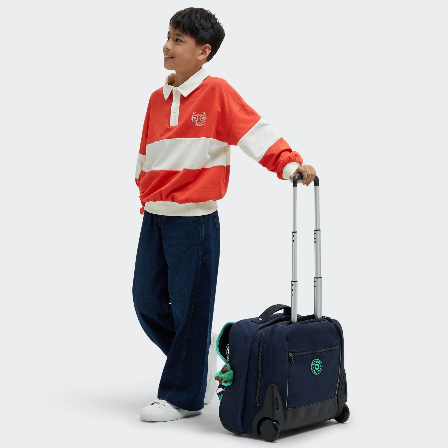 GIORNO Grand sac à dos à roulettes avec compartiment pour ordinateur - Blue Green Block