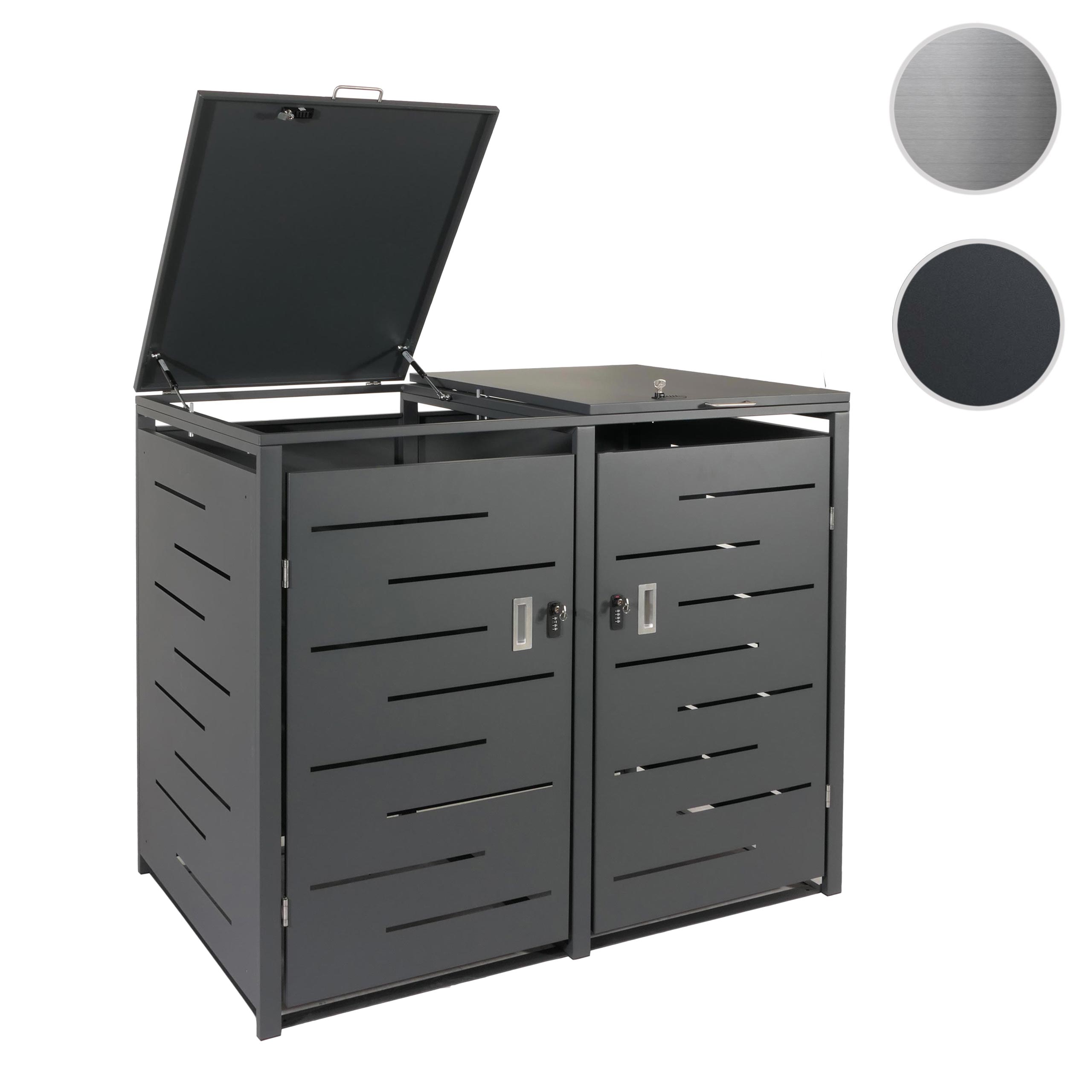 XL 2er-/4er-Mülltonnenverkleidung MCW-E83, Mülltonnenbox, erweiterbar 116x141x98cm ~ anthrazit, Stahl 62kg