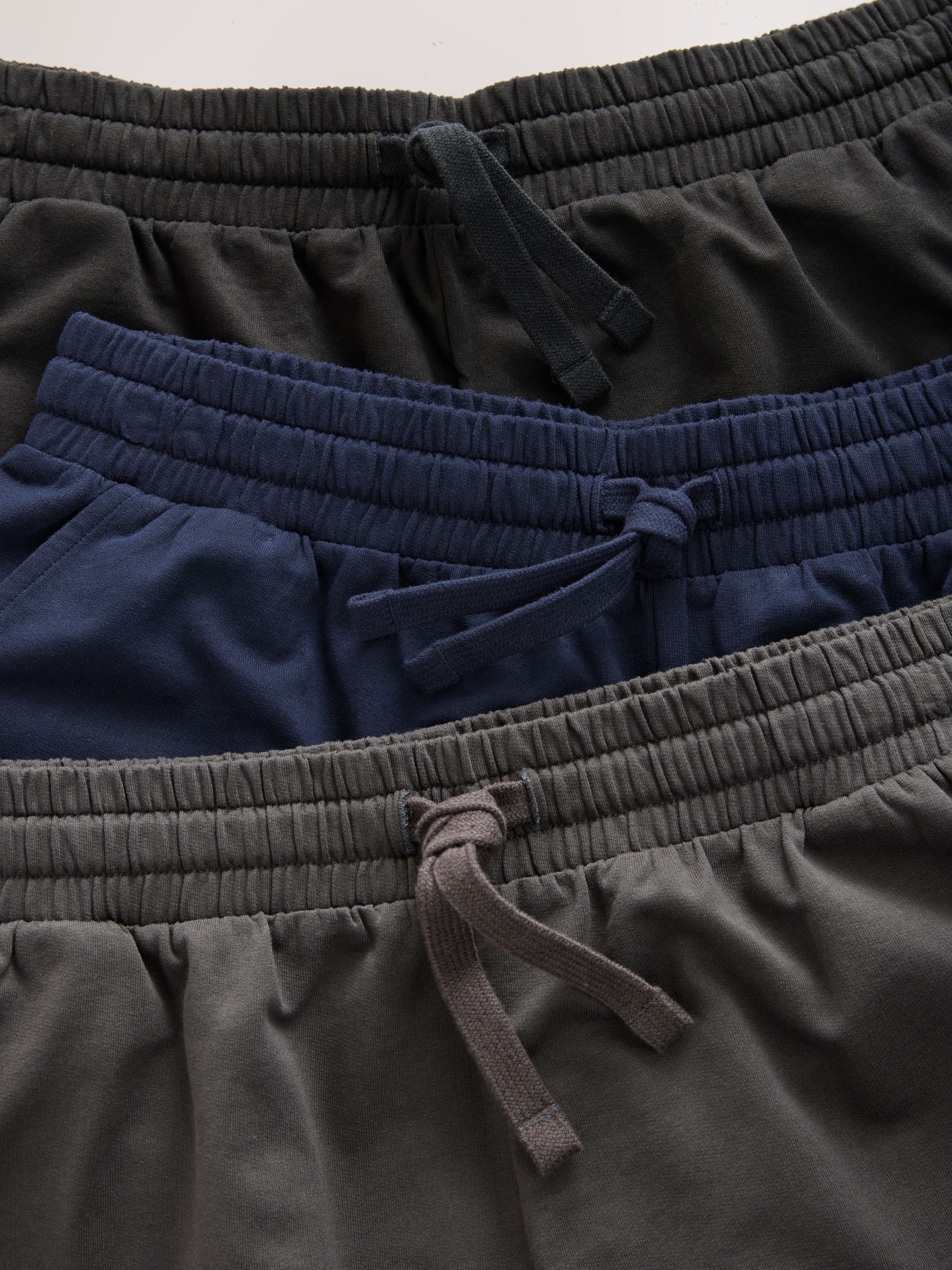 Marineblauw/grijs/zwart - Set van 3 lichtgewicht 100% katoenen korte broeken