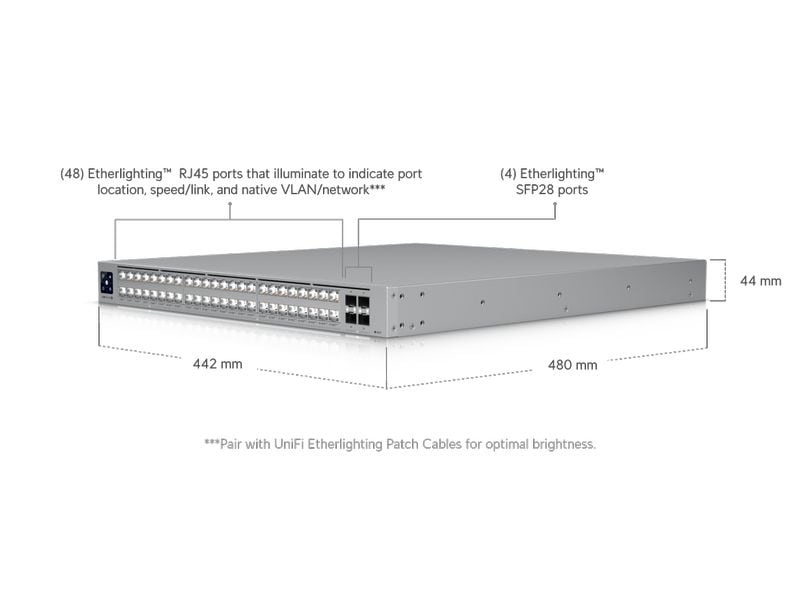 Ubiquiti PoE   Switch Pro XG 48 PoE 52 Port 48-Port Layer-3 PoE-Switch mit 10G/2.5G RJ45 und 25G SFP28 für professionelle Netzwerke