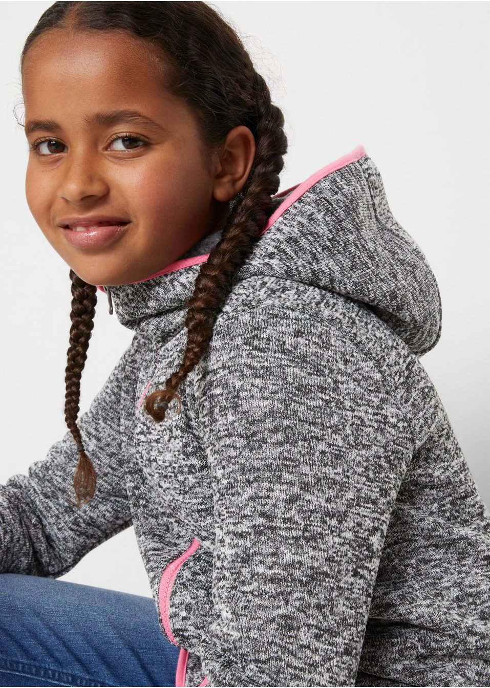 Veste en maille polaire thermo fille avec capuche