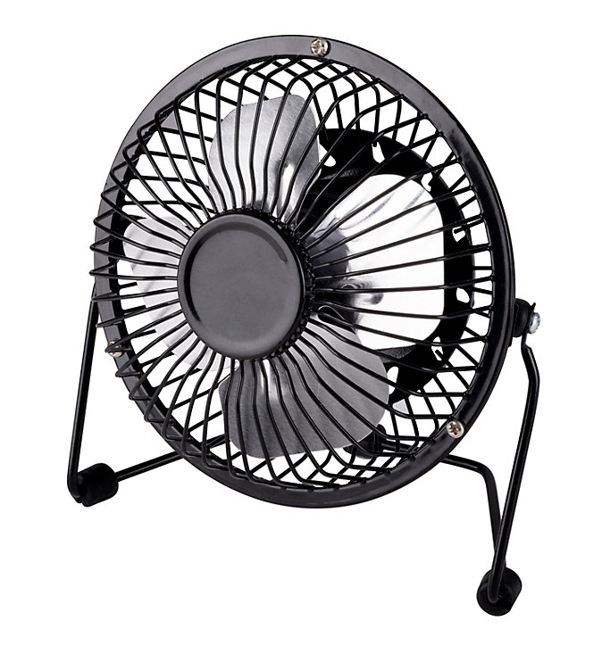 Mini ventilateur USB métal noir ø130 mm