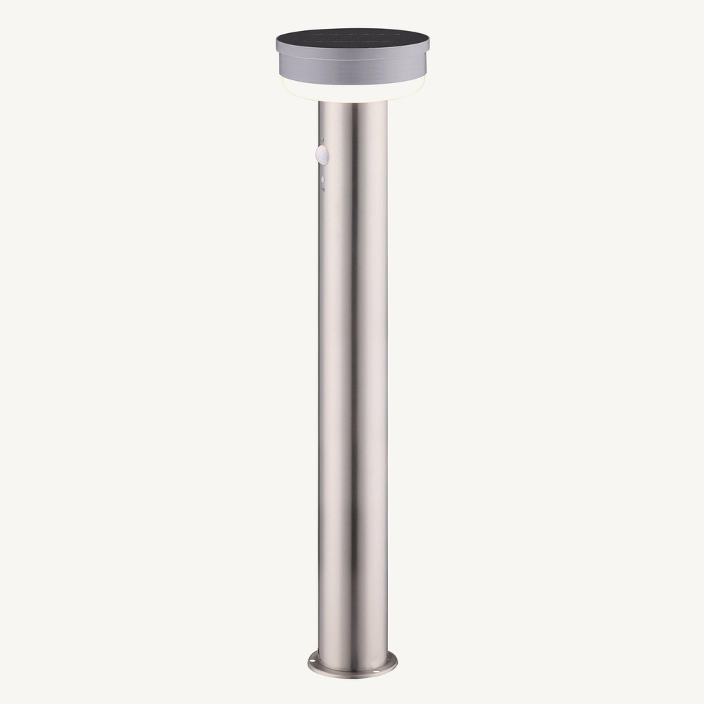 Balise solaire grise inox - à détection de mouvements - 600 lumens - 3 modes d'éclairage