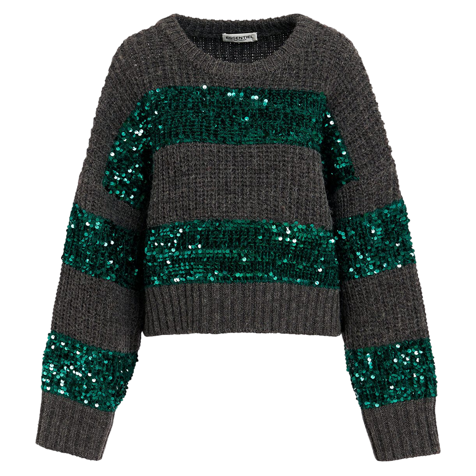 GROUP - Pull ample col roulé à rayures | Gris