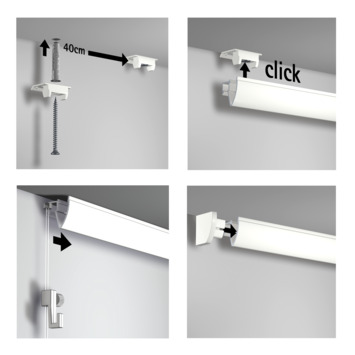 Artiteq Up Rail schilderij ophangsysteem compleet 2 meter wit (RAL 9016) overschilderbaar