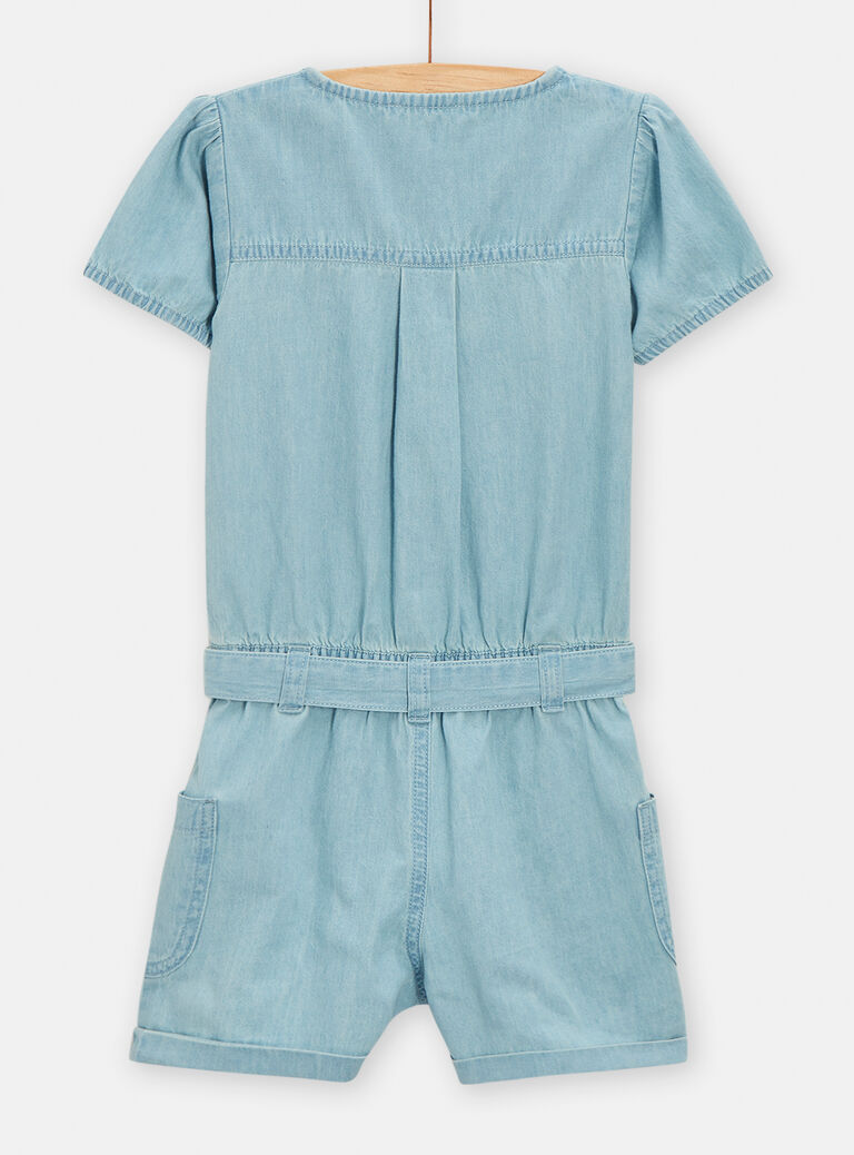 Combi-short effet denim bleu pour fille