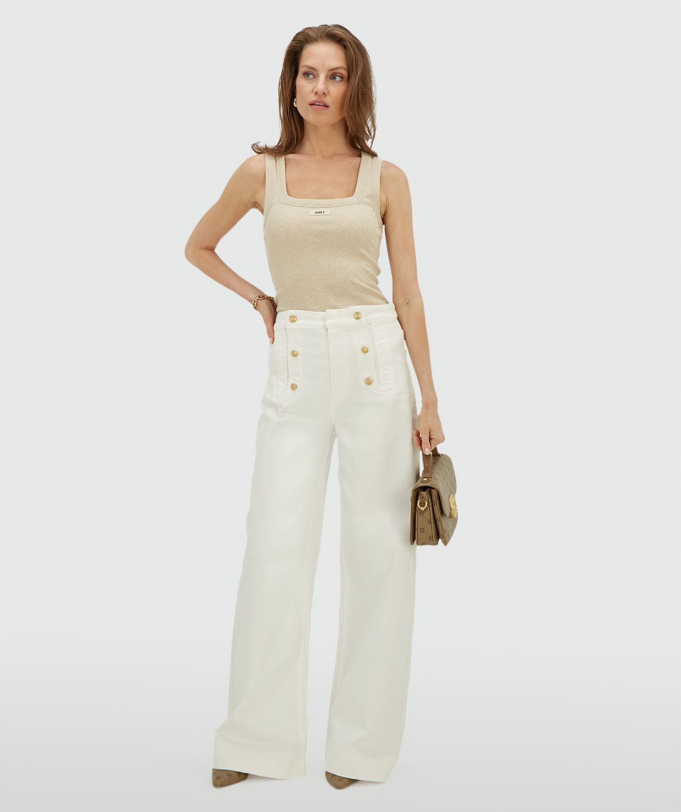 JV-RUMO high waisted wide leg jeans - light ecru
