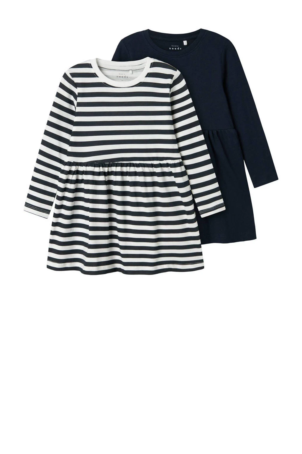 NAME IT gestreepte jurk donkerblauw/wit