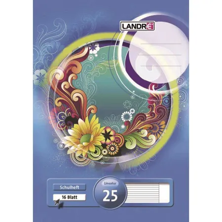 Landré Schulheft A4, liniert, Liniatur 25, 16 Blatt, sortiert