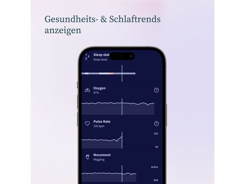 Owlet Babyphone Dream Sock Edelrosa Medizinisch geprüftes Babyphone mit Echtzeitmessungen und Gesundheitsmeldungen