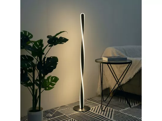 Lampadaire H120 cm torsade noir LED - Kazan