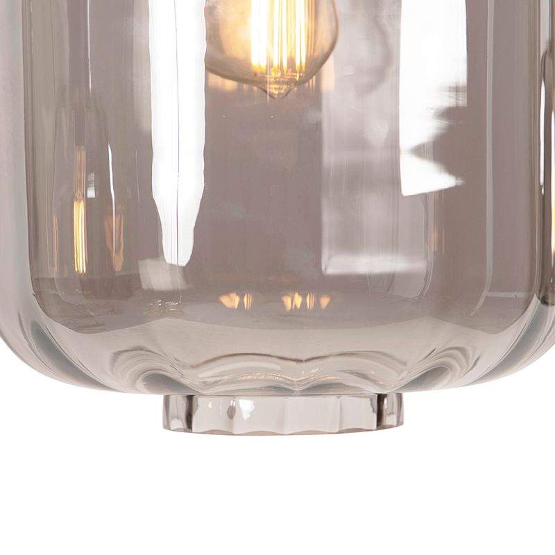 Design hanglamp zwart met smoke glas 3-lichts 161,5 cm - Qara