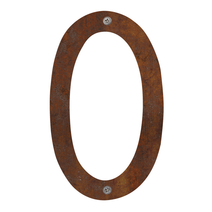 Husnummer 0 stål rustlook 25 cm