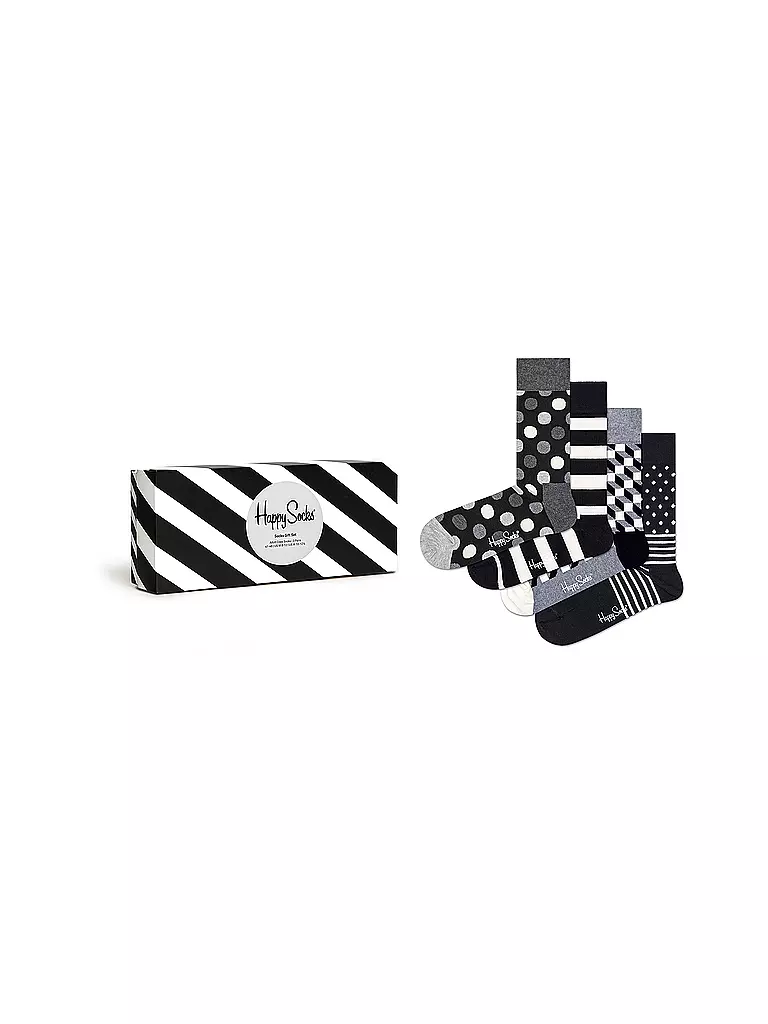 HAPPY SOCKS Damen Socken 4er Pgk. CLASSIC BLACK & WHITE  black schwarz