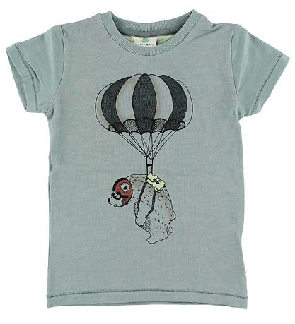 En Fant T-shirt - Støvet  Grøn m. Isbjørn