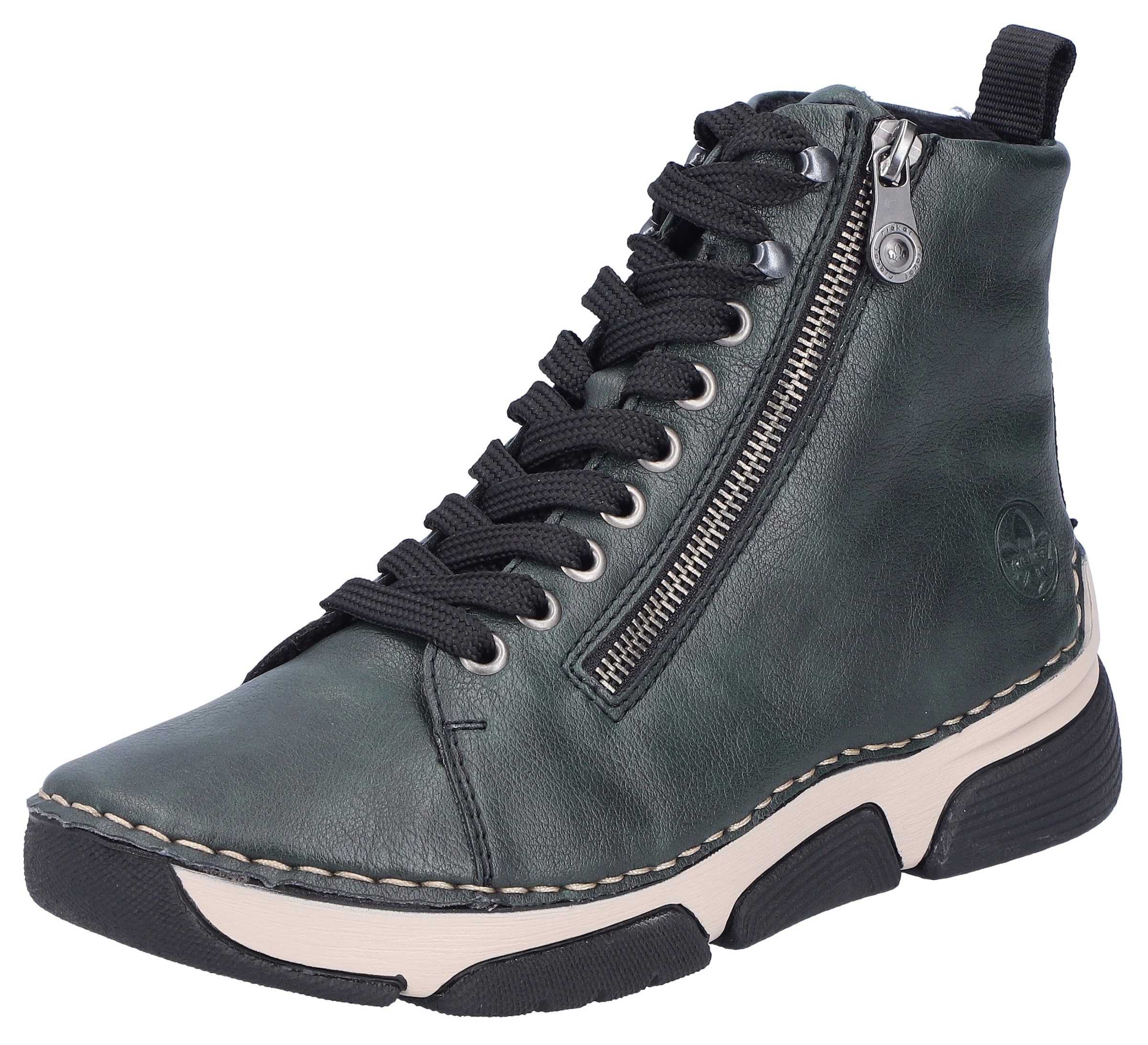 Rieker Sneaker  , Freizeitschuh, Halbschuh, Schnürschuh mit Kontraststeppung