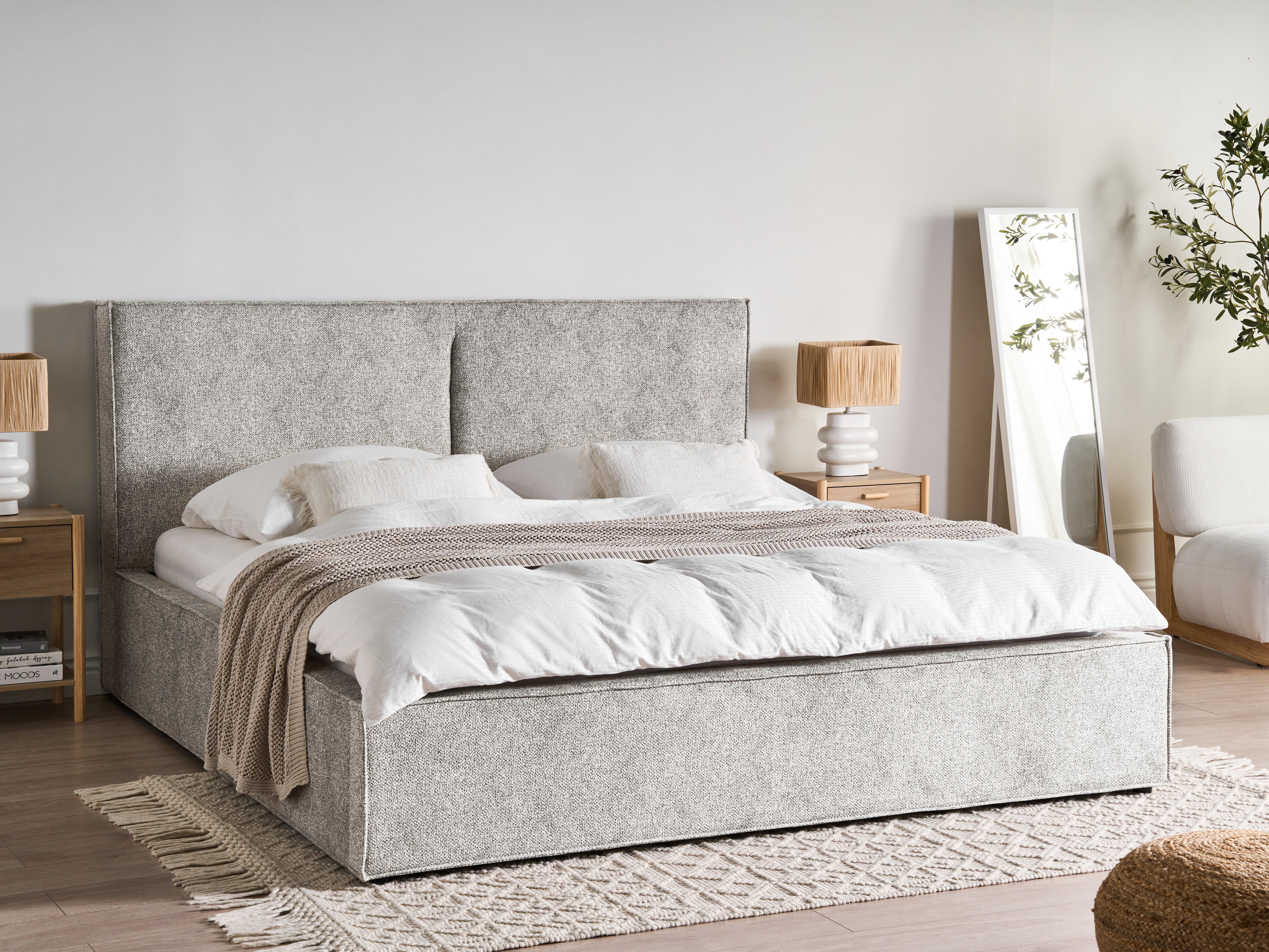 Bed met opbergruimte Gebreid velours MOISSAC 180 x 200 cm Zwart/wit
