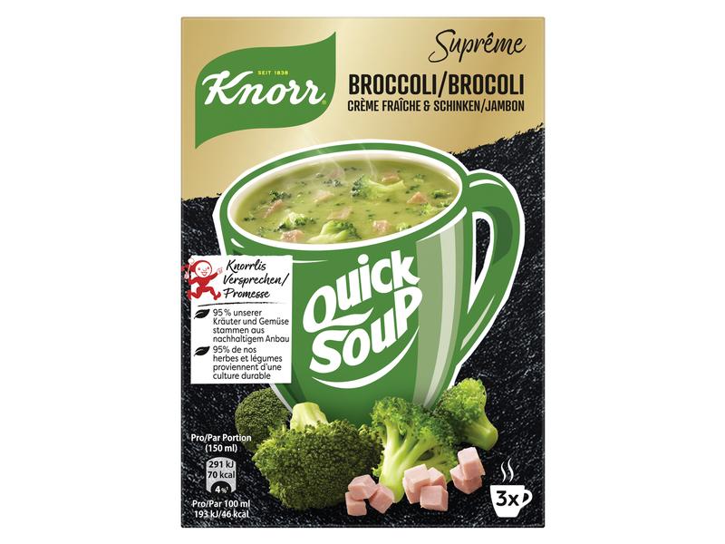 Knorr Suppe Quick Soup Broccoli 3 x 1 Tasse Herzhafte Instant-Suppe mit Brokkoli und Speck