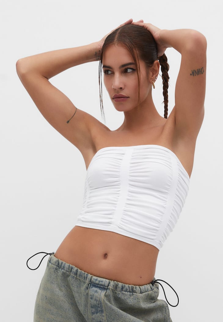 Top bandeau franzido