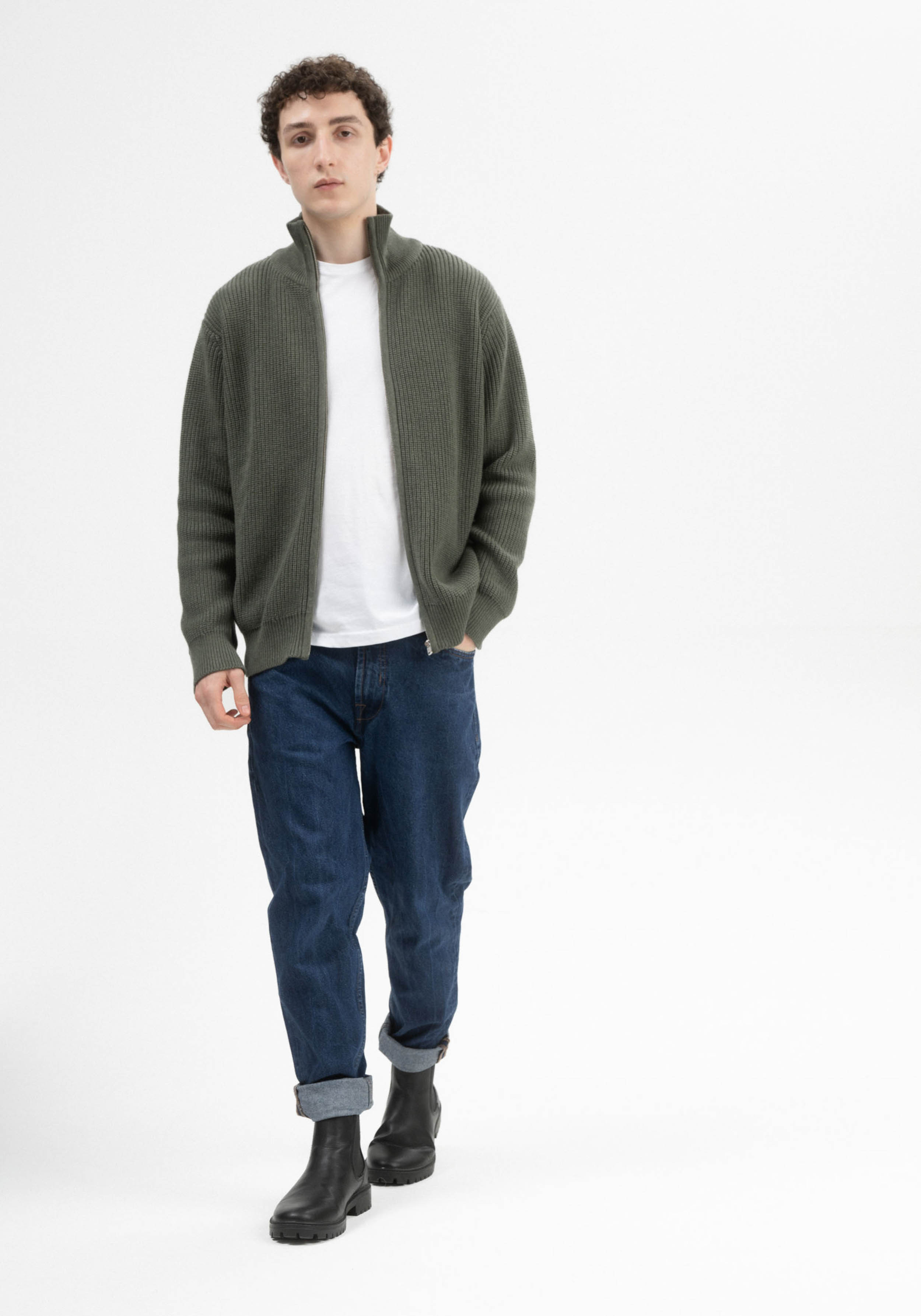 Mela Strickjacke Rib Knit Taksh Grün Melange