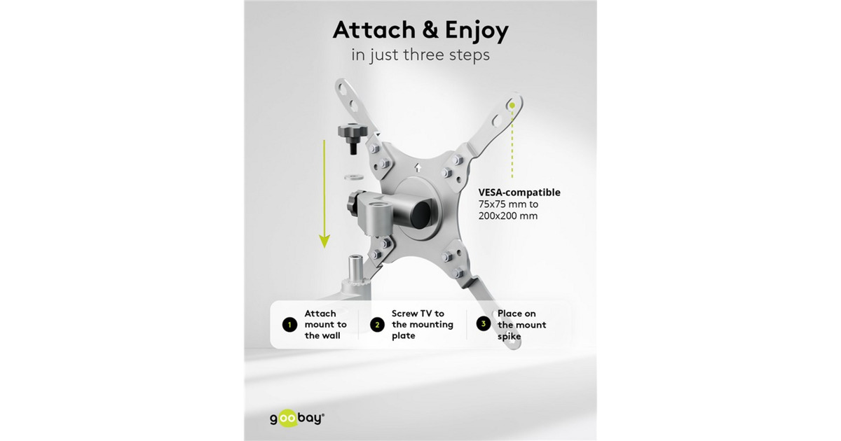 goobayTV Wall Mount Caravan FULLMOTION (M), 13 to 43 inch wandmontage   (Zilver)