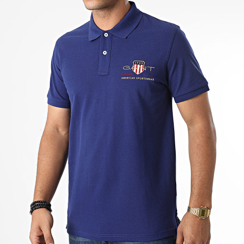 Polo Manches Courtes Archive Shield Pique 2002014 Bleu Marine