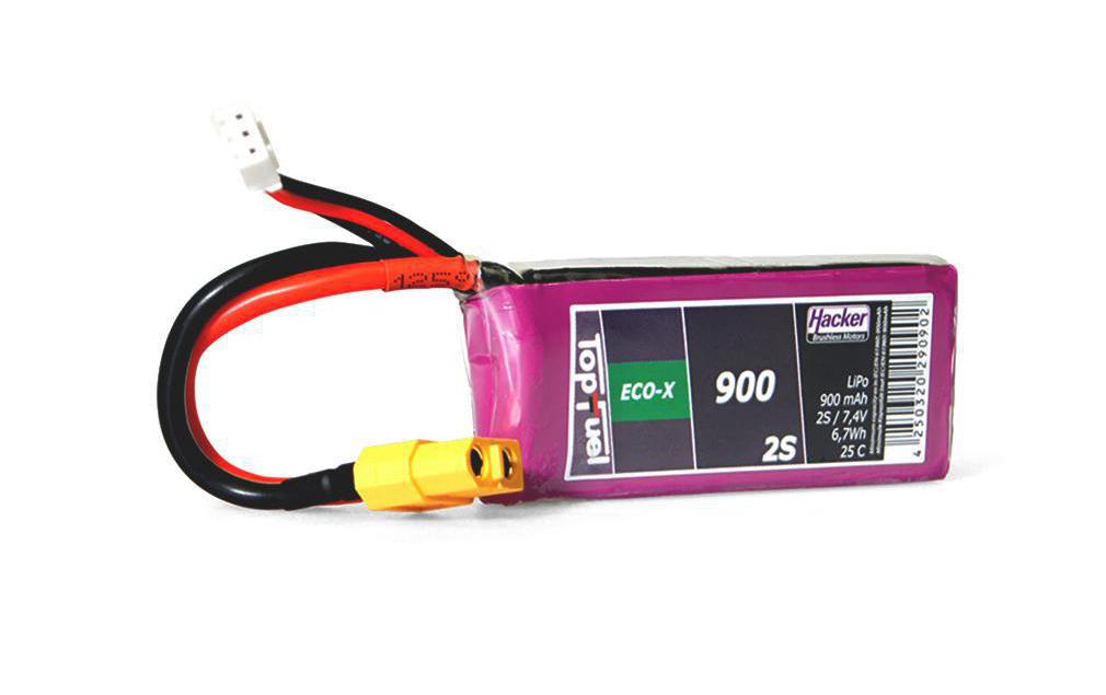 RC-Akku LiPo 900 mAh 7.4 V 25C TopFuel ECO-X2S LiPo-Akku für Flugmodelle