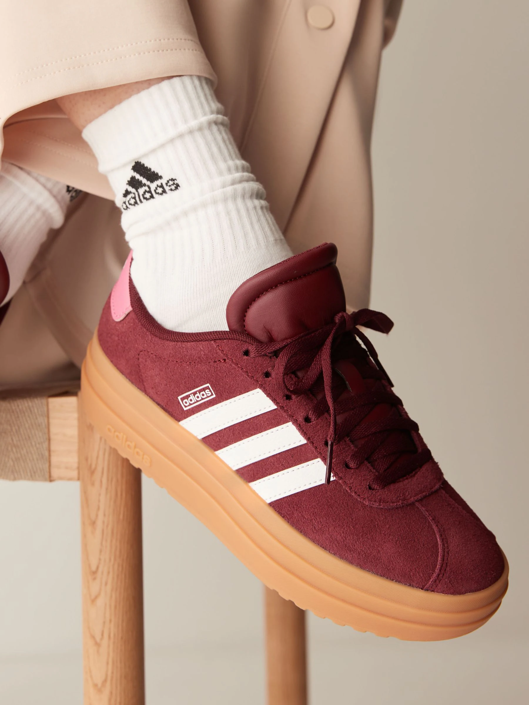 Bordeauxrood - adidas VL Court Bold Lace Junior Trainers