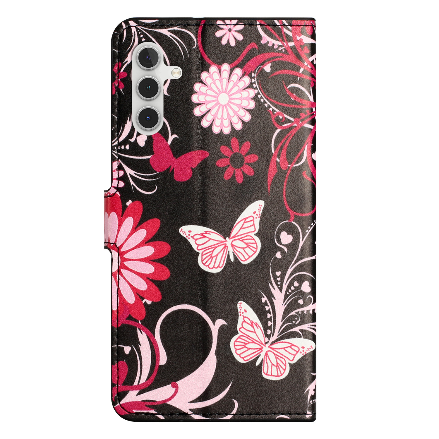 Samsung Galaxy A56 Leder Tasche - Blumen & Schmetterlinge