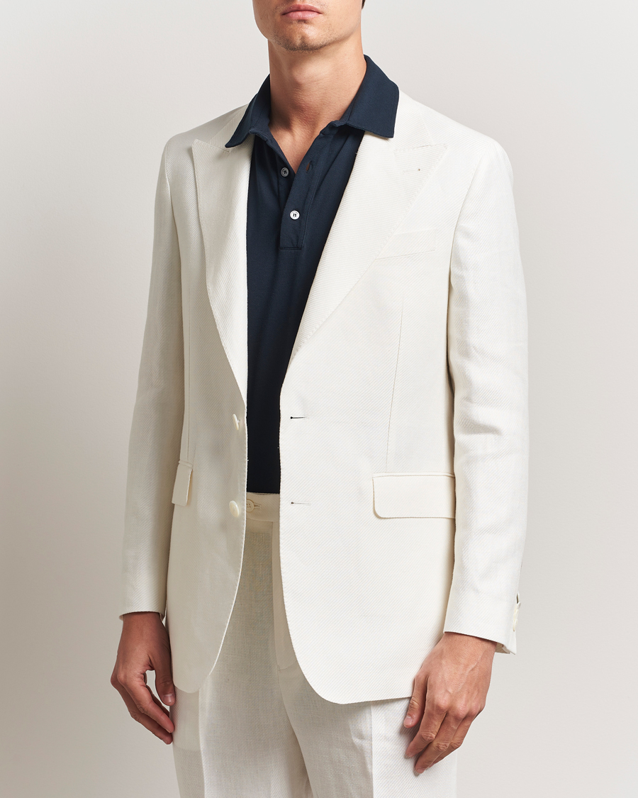 Oscar Jacobson Faldo Diagonal Linen/Tencel Tuxedo White